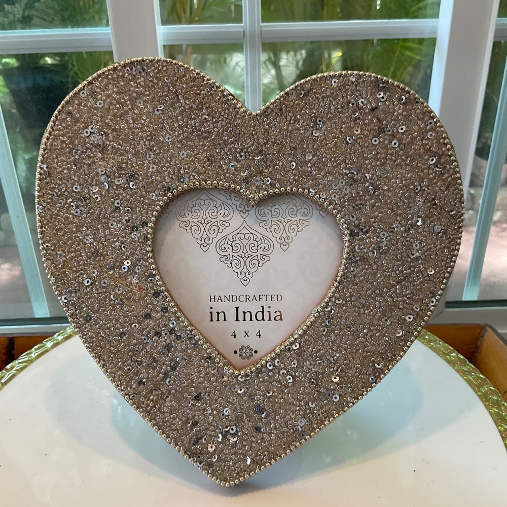 Beaded Sequined Heart Picture Frame - Picture 2 of 4
